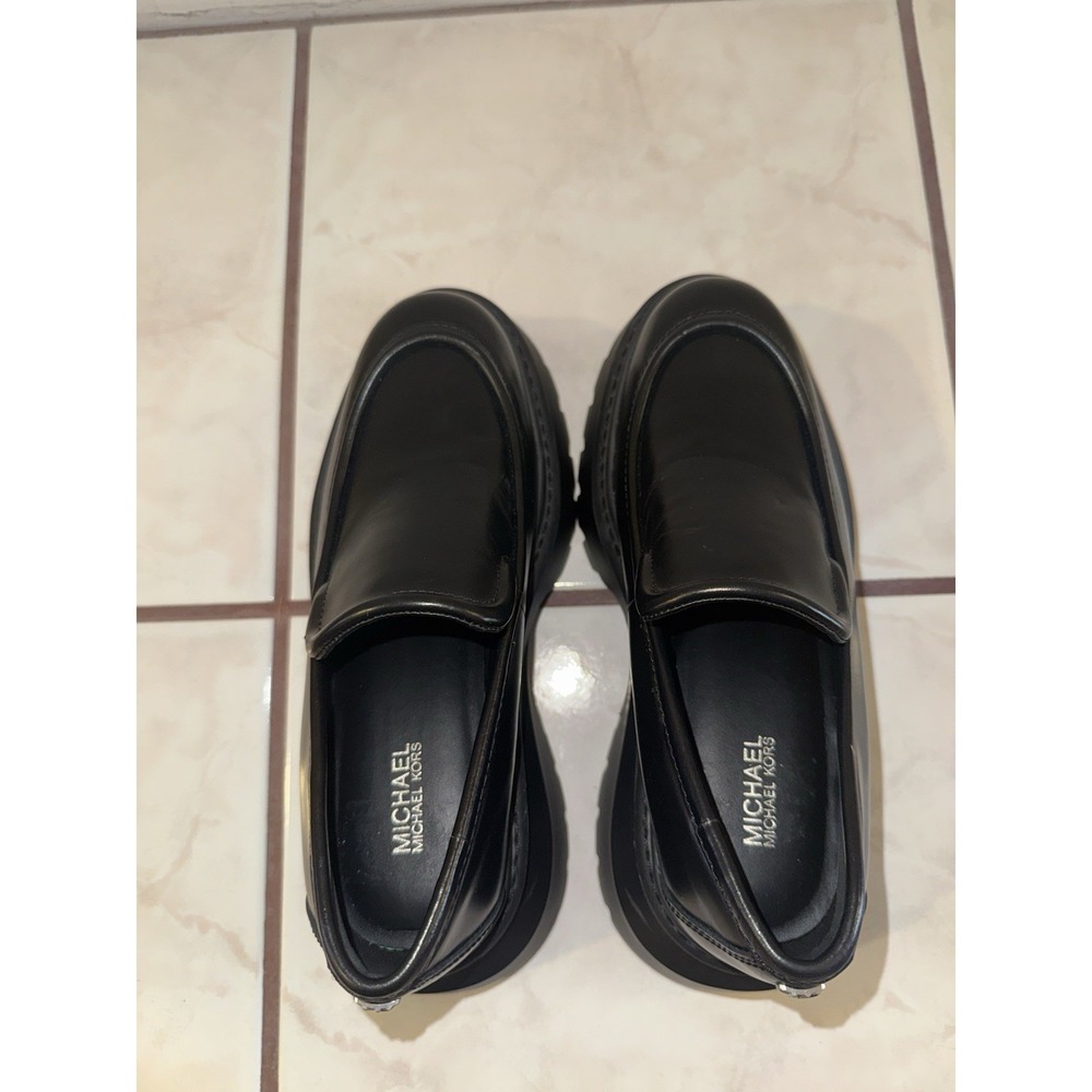 NWOB Michael Kors Black Shiloh Leather Loafers Platform Chunky Y2K Style Size 6M - Picture 13 of 15